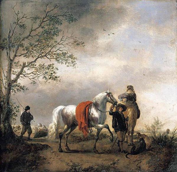 Philips Wouwerman Cavalier Holding a Dappled Grey Horse China oil painting art